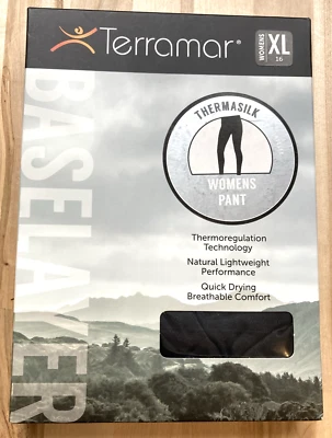 Terramar Women's Thermasilk Pointelle Black Pant XL 16 Base Layer  Pointelle - Image 1 of 4