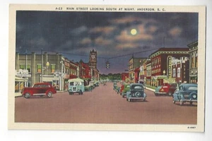 Main Street Looking South At Night, Anderson, South Carolina - Picture 1 of 2