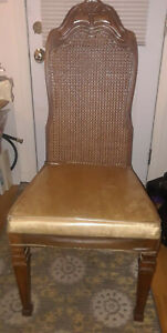 BERNHARDT FURNITURE Co. Country French Cane Back Dining Side Chair Wood Wicker