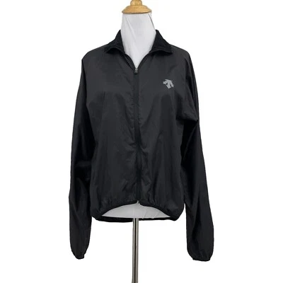 Descente Jacket Womens M Medium Black Full Zip Mock Neck Windbreaker Drop Cut - Image 1 of 4