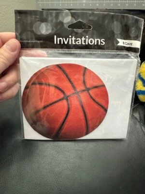 Sports Fanatic Basketball 8ct. Party Invitations & Envelopes Favor Supply New!!! - Image 1 of 2