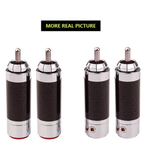 4pcs Carbon Fiber Rhodium Plated RCA Male plug Connector For HiFi Audio Cable - Picture 1 of 7