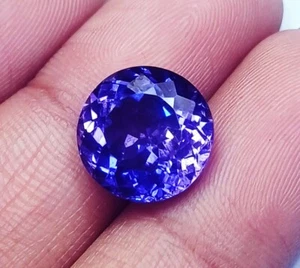 Prince Cut Natural Violet Tanzanite 8.90 Ct Round Shape Certified Loose Gemstone - Picture 1 of 6