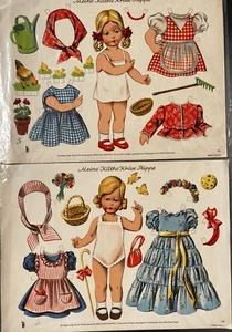 Vintage Meine Kathe Kruse Puppe Papierpuppen 2 ungeschnittenes Set 18 x 13 Zoll Germany 201 202 - Bild 1 von 6