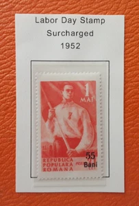 ROMANIA 1952 55b/31L MNH Surcharge Superb Labor Day Currency Reform Sc 827E 3086 - Picture 1 of 3