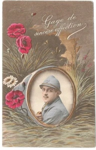 CPA Fantaisie "Gage de sincère affection" animée colorisée écrite Octobre 1918 - Picture 1 of 2