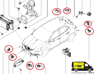 CAPTEUR DE STATIONNEMENT AVANT ARRIERE MEGANE IV SCENIC IV TALISMAN 253A49995R - Photo 1/4