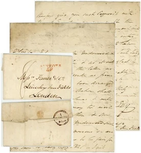 1820 LETTER ST.NEOTS MILEAGE in RED ..DAY to FARRER LONDON ..HUNTINGDONSHIRE - Picture 1 of 5
