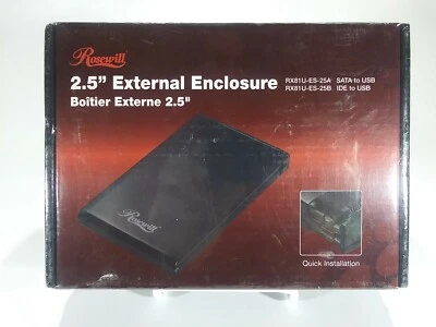 Rosewill 2.5" IDE to USB External Enclosure 480 MB/s LED Black RX81U-ES-25B NEW - Image 1 of 4