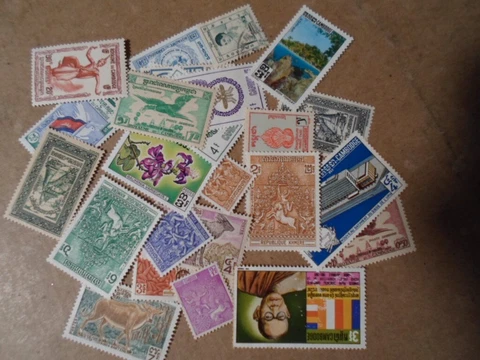 Collection lot 25 different stamps of Cambodia - pre 1974 Cover
