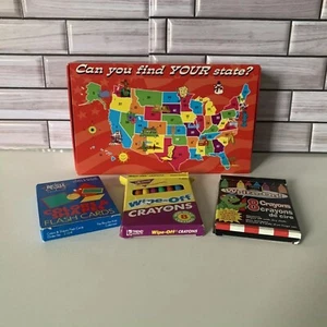 Vintage Bicycle Kids Colors & Shapes Flash Cards + 2 Boxes Crayons + Pencil Box - Picture 1 of 22