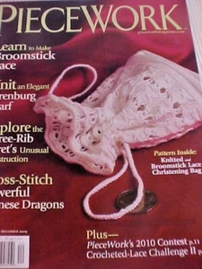 Piecework Magazine Nov Dec 2009 Knitting Cross Stitch Broomstick Lace Patterns - Picture 1 of 9