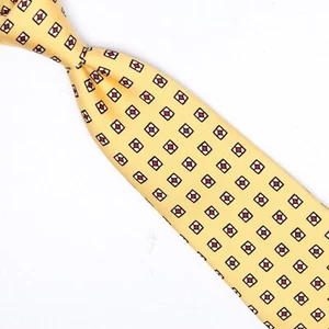 Polo Ralph Lauren Boys Silk Necktie Yellow Red White Black Geo Check Print Tie - Picture 1 of 7