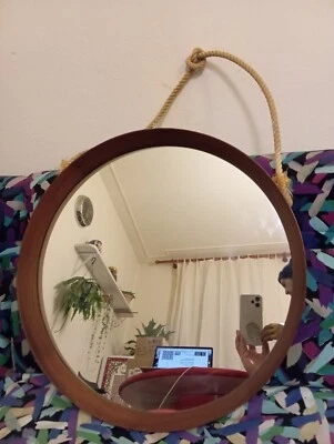 Specchio Design Vintage Teak Stile Scandinavo - Immagine 1 di 4