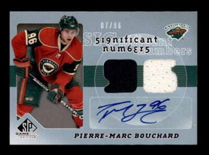 PIERRE-MARC BOUCHARD 2008/09 SP GAME USED NUMBERS DUAL JERSEY AUTO #07/96 BF4421 - Picture 1 of 1