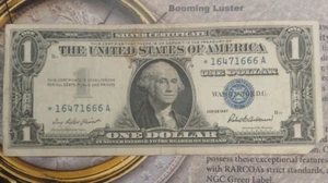 1957 Series $1 Blue Label Star Note SN-16471666A     TP-4382 - Picture 1 of 2