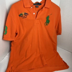 Polo Ralph Lauren Shirt Men Large Orange Yacht Club Big Pony - Imagen 1 de 7