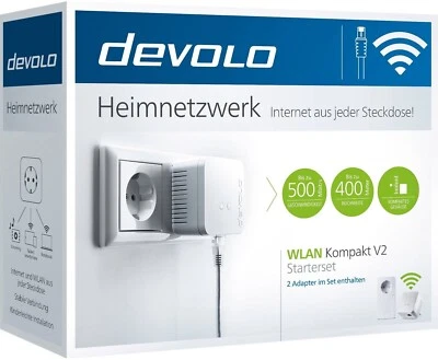 devolo WLAN Kompakt V2 Starterset (8617) bis 500Mbit/s D-Lan / Powerlinе  / LAN - Bild 1 von 2
