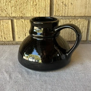 Vintage Keramik Keramik kein Verschütten Reise Kaffeebecher Trinkbecher Steinzeug schwarze Glasur - Bild 1 von 15