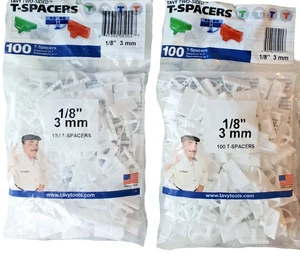 200x SCHWER 1/8" Kunststoff T-förmiger Fliesenabstandhalter weiß 1/8 Zoll, zwei Beutel, Steine - Bild 1 von 2