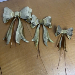 Lot of 3 Metal Brass Bows Ribbons Home Interiors Wall Decor New in box - Picture 1 of 6