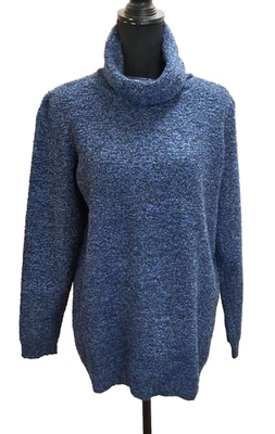 VAN HEUSEN WOMENS MEDIUM BLUE & BLACK PULLOVER SWEATER - Image 1 of 4