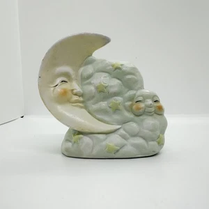 Vintage RAR Porzellan Mond Kerzenhalter Himmlische Wolken Happy 90er Baby Teelicht - Bild 1 von 7