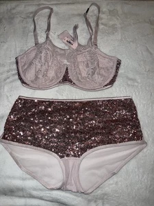 Victoria Secret Women’s Dream Angel Sequin Bra 36 D & Shortie Panty M Set - Picture 1 of 12
