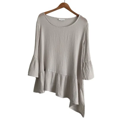 Túnica Bryn Walker gaze assimétrica tamanho G cinza etéreo arejado enrugado boho - Imagem 1 de 4