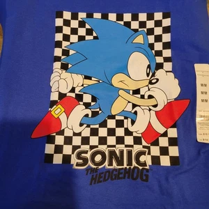 Sonic The Hedgehog T-Shirt bequem kurzarm Rundhals blau 90er NEU M - Bild 1 von 3