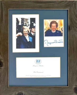 Margaret Thatcher UK Prime Minister Framed 45cmx35cm Hand Signed Photocard & COA - Image 1 of 4