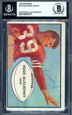 Hugh McElhenny Beckett BAS Signed 1953 Bowman Autograph - Image 1 of 2