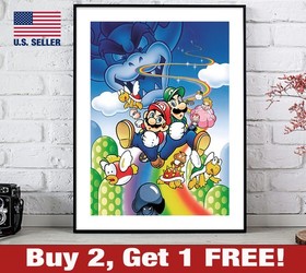Super Mario Bros Deluxe Poster 18" x 24" Print Retro NES Nintendo Cover 80s Art