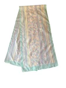 Vintage Womens Mint Striped & Dotted Scarf Made In Italy Polyester Easter Egg - Picture 1 of 3