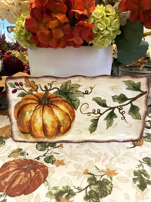 Thanksgiving Fall Pumpkin Ceramic Serving Platter New - Image 1 of 3