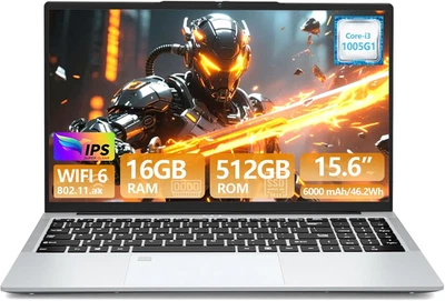 Portatile PC 15,6 Pollici Core I3-1025G1 Processore, Notebook 16GB RAM SSD 512GB - Immagine 1 di 4