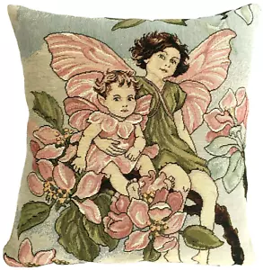 APPLE BLOSSOM FLOWER FAIRY C BARKER 14" BELGIAN TAPESTRY CUSHION PILLOW COVER - Picture 1 of 7