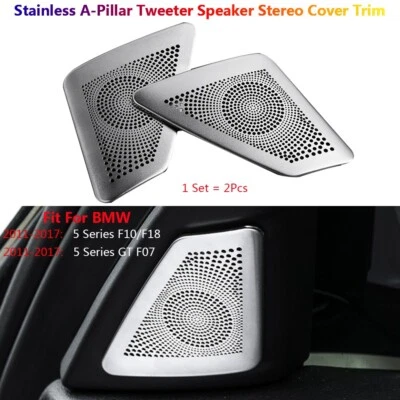 2Pcs Stainless Steel For BMW 5 Series F10 Car A Pillar Speaker Stereo Cover Trim - Image 1 of 4