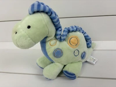 Carter's SOLO UN AÑO Peluche Dinosaurio Lovey Sonajero Verde Azul Rayas Lunares Foto 1 de 4