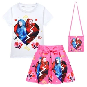 Descendants4 4-12 Year Old Girl Skirt Short sleeved Skirt Bag 3-Piece Set - Picture 1 of 34