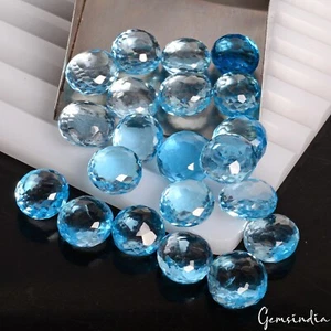 Gemas sueltas redondas corte a cuadros topacio azul calidad AAA para joyería 161,20 quilates/21 piezas - Imagen 1 de 11
