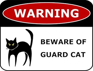 Blinking Red LED Laminated Funny Sign Warning Beware of Guard Cat - Picture 1 of 6