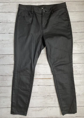 Pantalones de mezclilla ajustados halógenos para mujer talla 28 Petite negros mezcla de algodón entrepierna 26" Foto 1 de 4