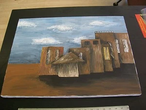 Pintura acrílica de edificios/ciudades sobre lienzo Fredrik; colgante de pared; 24"" por 18""; ARTE - Imagen 1 de 12