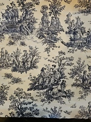 Ткань Waverly Toile Indigo Blue White Charmed Life 56 дюймов x 42 дюйма - Изображение 1 из 4