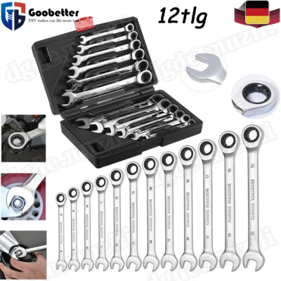 12tlg Ratschenschlüssel Set 8-19mm Maulschlüssel Ringmaulschlüssel Satz 72 Zähne - Bild 1 von 4