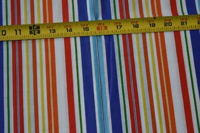 By 1/2 Yd, Colorful Bright Stripes  on White Quilt Cotton, Springs, P2370 - Image 1 of 4