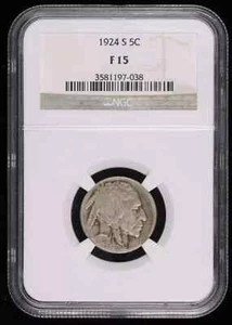 1924 S Nickel Indian Head or Buffalo NGC F-15 - Picture 1 of 2