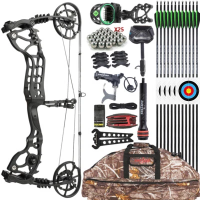 Compound Bow 20-70lbs Steel Ball Arrows Dual-use Archery Fishing Hunting RH LH - Image 1 of 4
