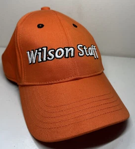 ORANGE WILSON STAFF Adjustable Golf Cap WHITE EMBOSSED WRITING - Picture 1 of 5
